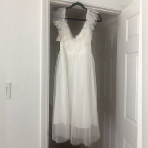 White Tulle Midi Dress
